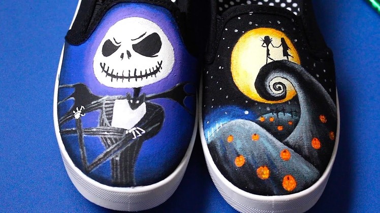 Nightmare Before Christmas Painted Shoes! Glow In The Dark!