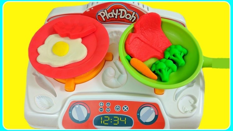 Play Doh Sizzlin’ Stovetop Kitchen Creations!  DIY Play Doh Food!  NEW 2017 Play Doh Toys!