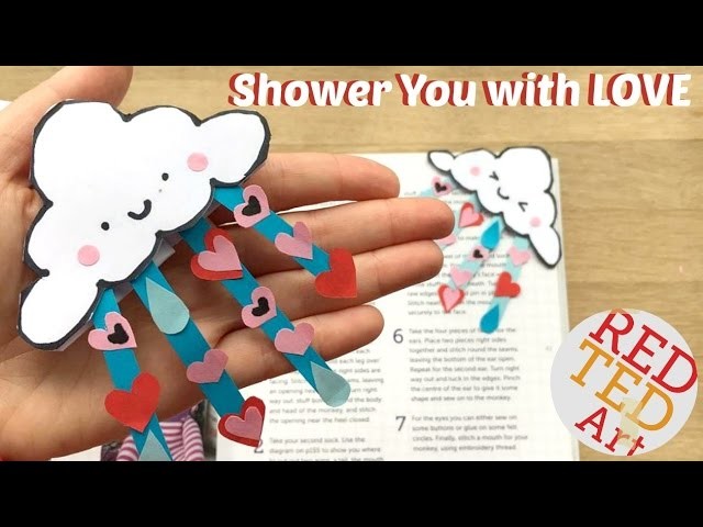 "Shower You With Love" - Easy Valentines Bookmark DIY - Kawaii Clouds DIY