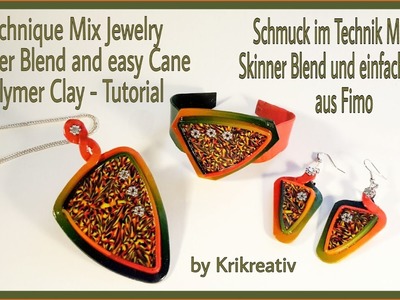 Technique Mix Jewelry , Skinner Blend and easy Cane,  Polymer Clay Tutorial