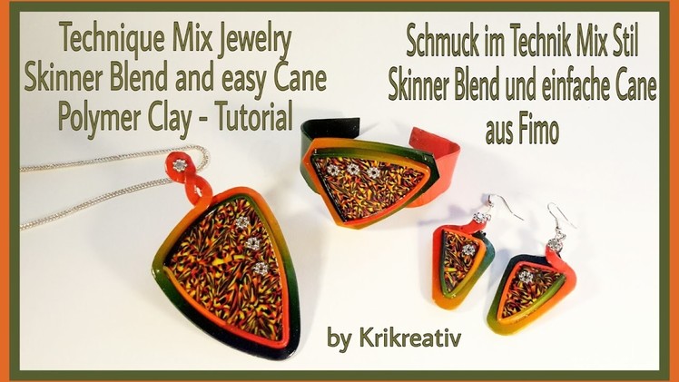 Technique Mix Jewelry , Skinner Blend and easy Cane,  Polymer Clay Tutorial