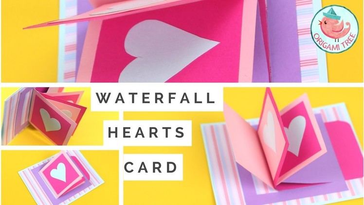 Waterfall Card Tutorial - How to Make a Heart Waterfall Card - Interactive Pop-Up Card DIY