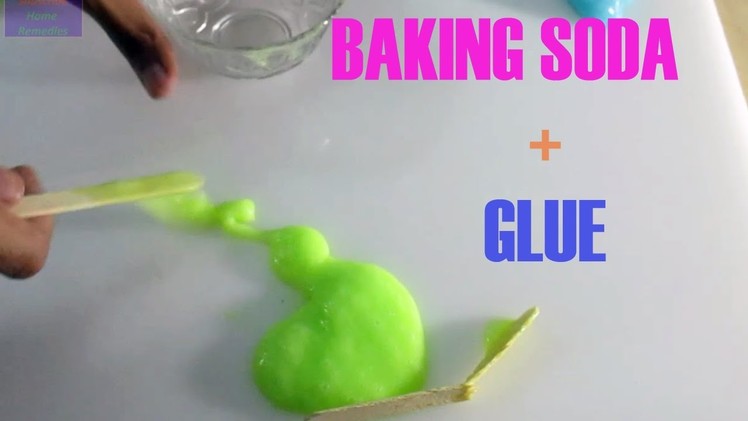 Baking Soda and Glue make Green Slime like (Nickelodeon) without Borax Starch