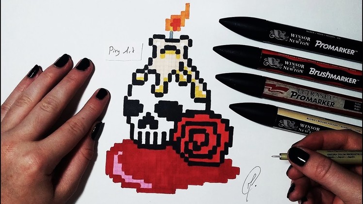 Bloody Skull Drawing - Halloween Pixel Art