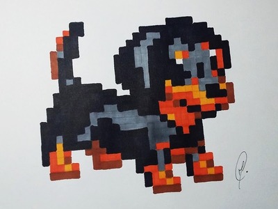 Dachshund puppy Drawing - Pixel Art