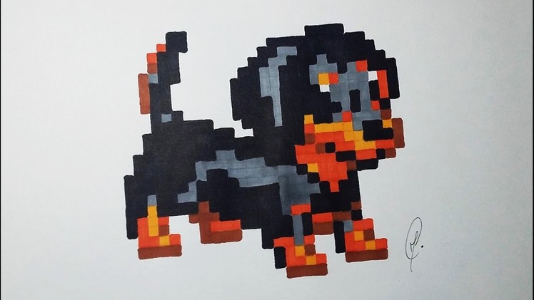 Dachshund puppy Drawing - Pixel Art