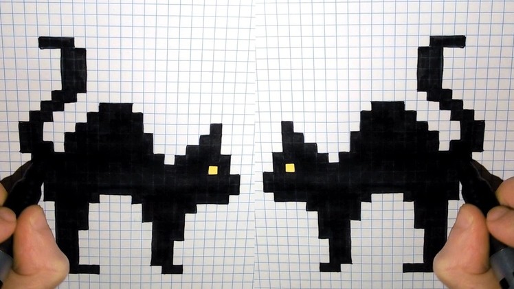 Halloween Pixel Art - How To Draw Black Cats #pixelart
