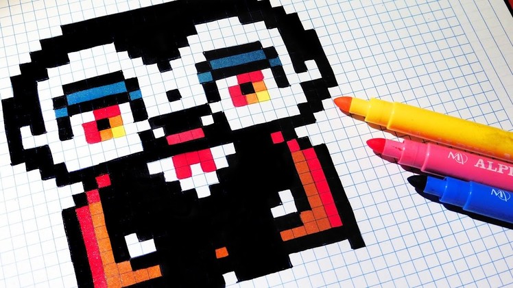 Halloween Pixel Art - How To Draw Cute Vampire #pixelart