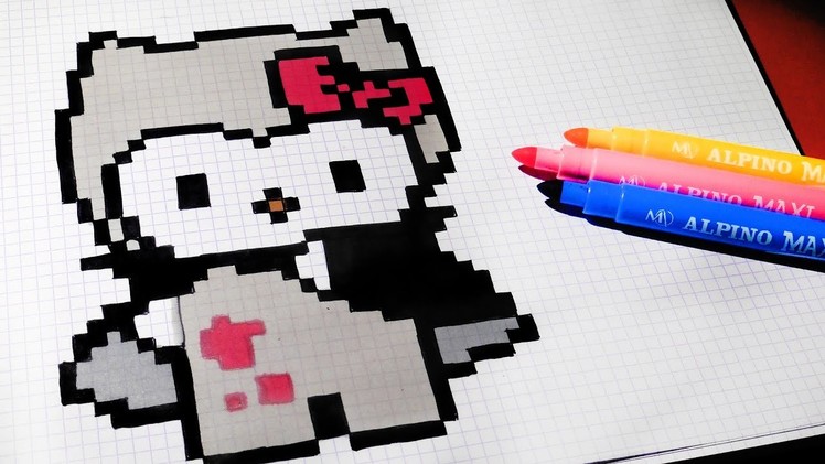 Halloween Pixel Art - How To Draw Vampire Hello Kitty #pixelart