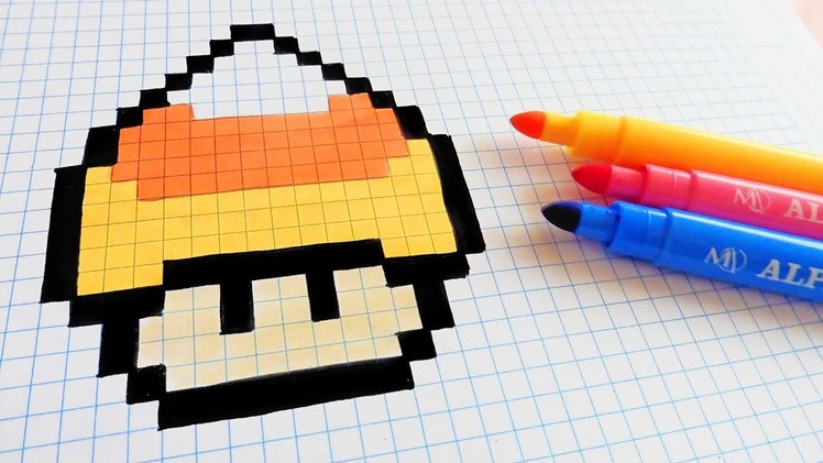 Halloween Pixel Art - How To Draw Candy Corn Mushroom #pixelart