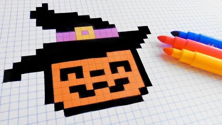 Halloween Pixel Art - How To Draw a Pumpkinhead #pixelart