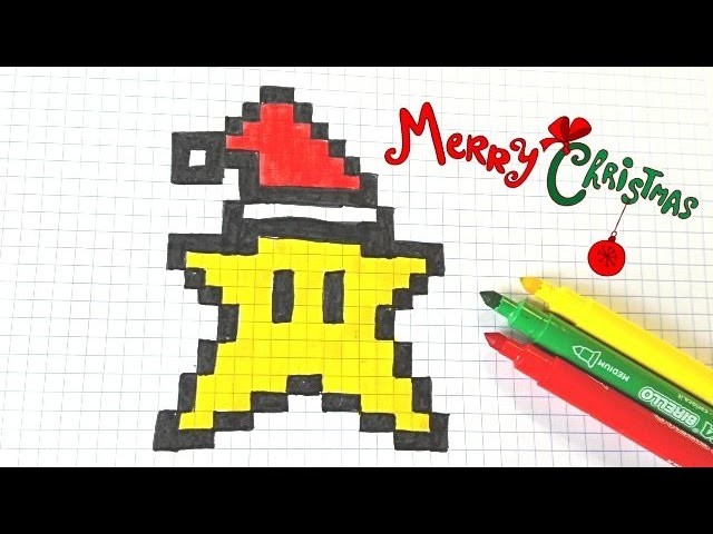 Handmade pixel-art. Christmas kawaii STAR.