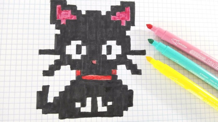 Handmade Pixel Art-Como dibujar gatito- How to draw black cat