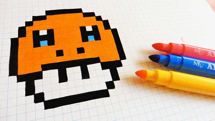 Handmade Pixel Art - How To Draw Charmander Mushroom #pixelart