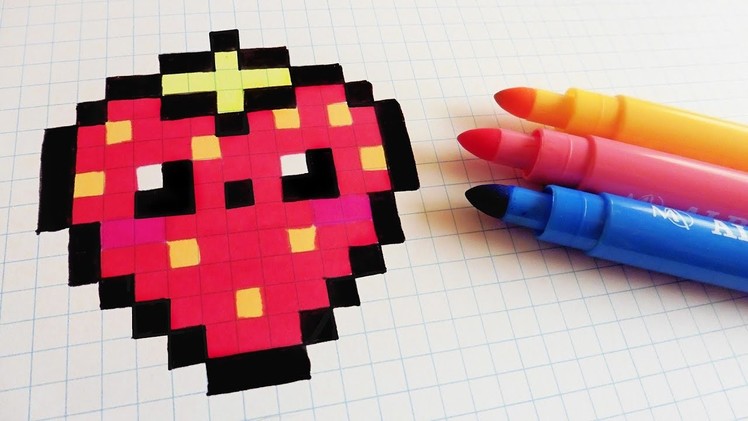 Handmade Pixel Art - How To Draw Kawaii Strawberry #pixelart