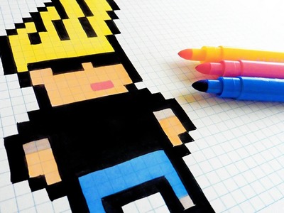 Handmade Pixel Art - How To Draw Johnny Bravo #pixelart
