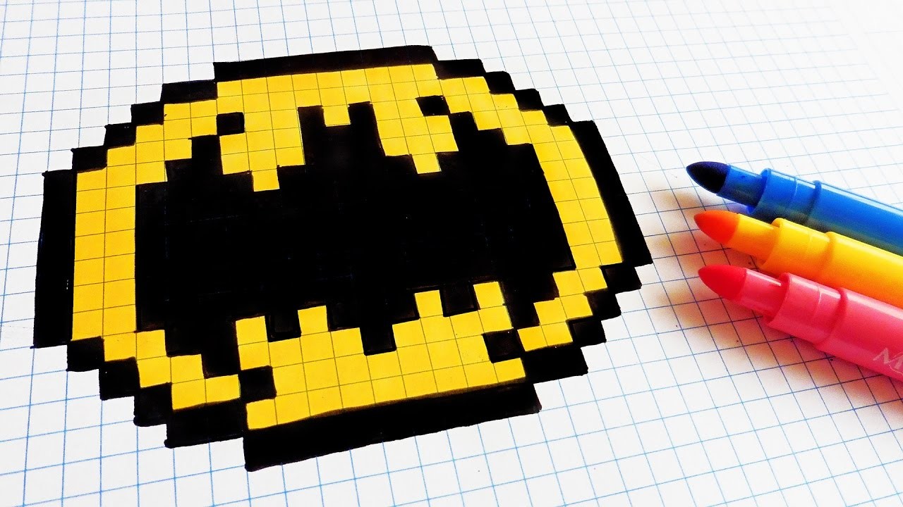 Handmade Pixel Art - How To Draw Old Logo Batman #pixelart.