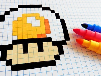 Handmade Pixel Art - How To Draw Fried Egg Mushroom #pixelart