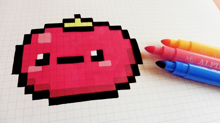 Handmade Pixel Art - How To Draw Kawaii Tomatoe #pixelart