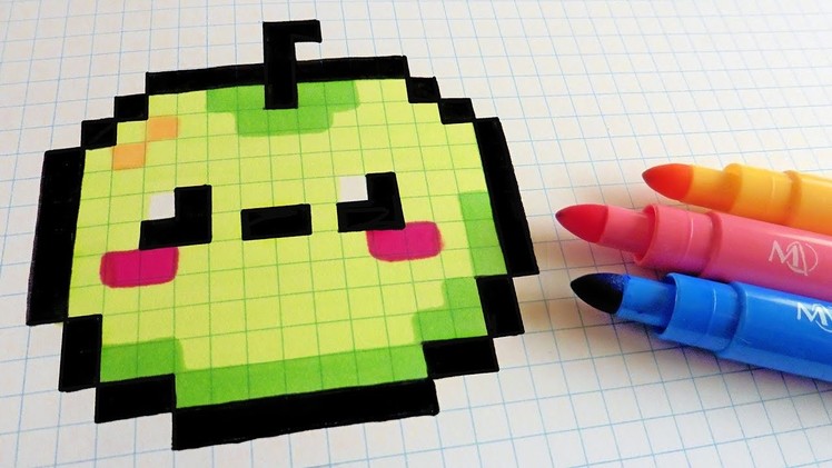 Handmade Pixel Art - How To Draw Kawaii Apple #pixelart