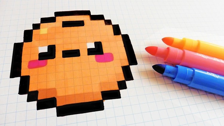 Handmade Pixel Art - How To Draw Kawaii Orange #pixelart