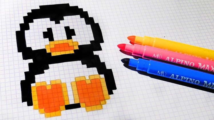 Handmade Pixel Art - How To Draw Kawaii Penguin  #pixelart