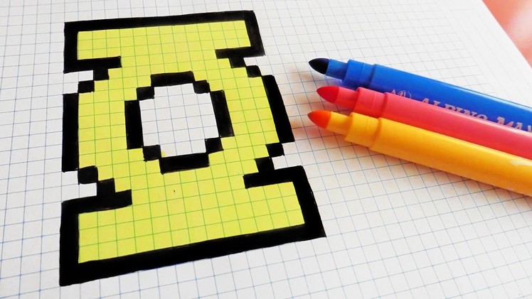 Handmade Pixel Art - How To Draw Green Lantern Logo #pixelart