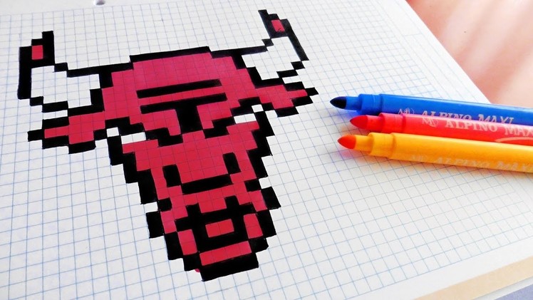 Handmade Pixel Art - How To Draw Chicago Bulls Logo  #pixelart