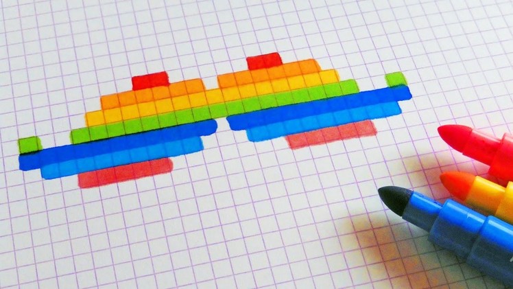 Handmade Pixel Art - How To Draw Rainbow Mustache #pixelart