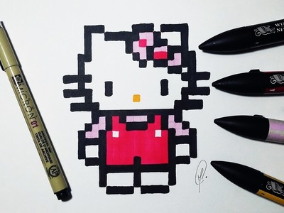 Hello Kitty Drawing - Cute Pixel Art