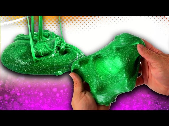 How to make Green Glitter Slime! Easy slime recipe without Borax