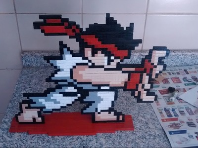 Ryu Pixel Artesanato em Madeira (Pixel Art Speed Drawing)