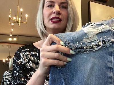 She's Crafty! DIY Fashions:  Pearl & Safety Pin Jeans and T-shirt