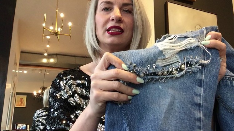 She's Crafty! DIY Fashions:  Pearl & Safety Pin Jeans and T-shirt