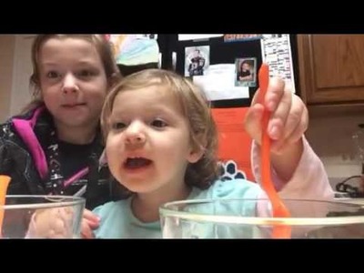 2 year old makes slime