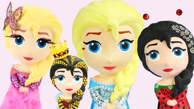 4 FROZEN ELSA CHARACTER DOLLS PRESENT DRESS COSTUME PAINTING + Honey Bee Pearl LadyBug Butterfly