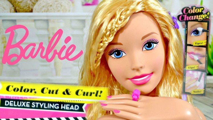 Barbie Color, Cut, & Curl Deluxe Styling Head Makeover with Hair Extensions, Makeup, and Nail Polish