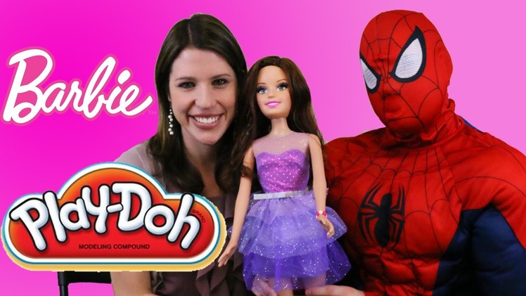 Barbie PLAY DOH Video Doll Bracelets Challenge DisneyCarToys & Spiderman Competition My Size Barbie