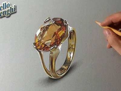 Drawing a realistic Yellow Topaz Gold Ring