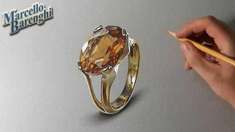 Drawing a realistic Yellow Topaz Gold Ring