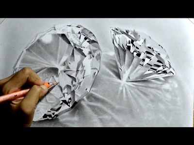 Graphite Realistic Drawing of Diamonds