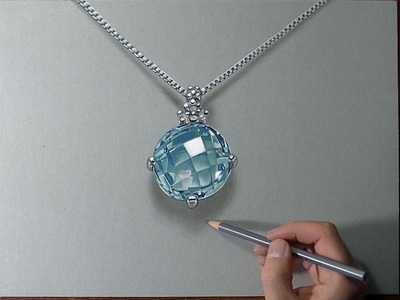 How to draw a 3D aquamarine necklace