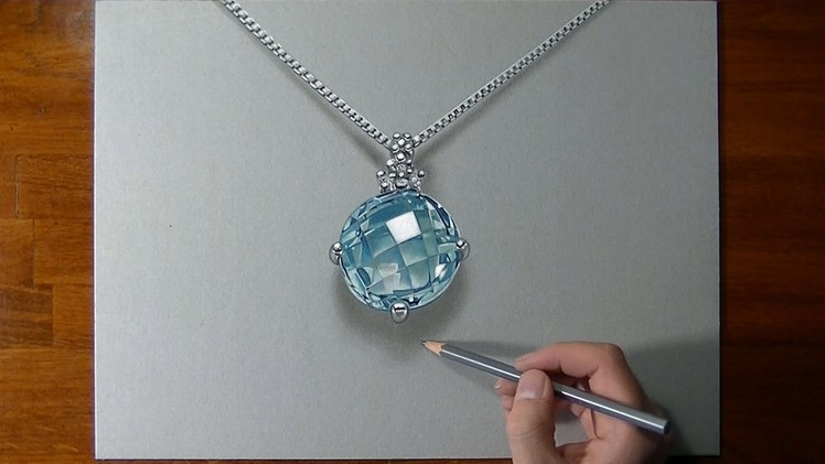 How to draw a 3D aquamarine necklace