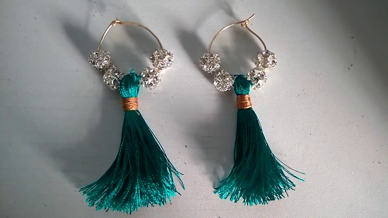 How to make tassel silk thread tassel earrings 