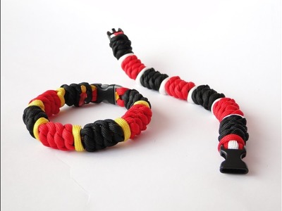 How to Make the Coral Snake Paracord Bracelet. Three Color West Country Whipping Weave