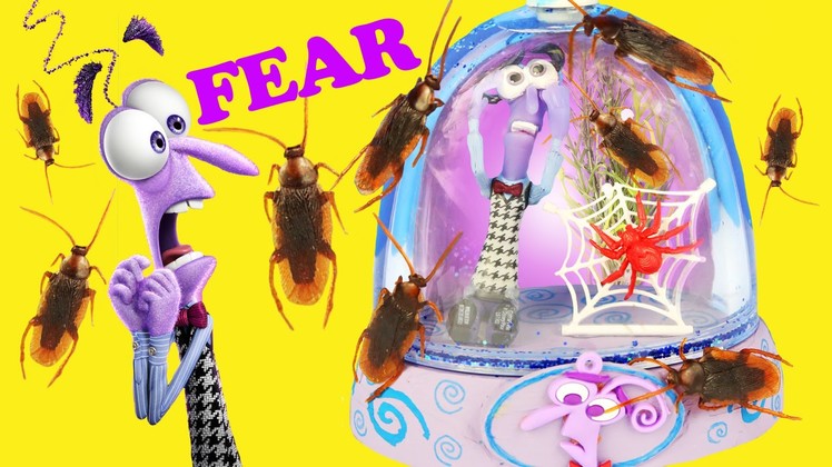 INSIDE OUT FEAR GLITTER GLOBE Roaches Stop Motion Crawling Gross Scared GlitterRainbowToys Make Toys
