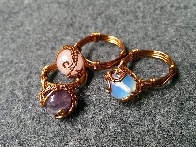 Tutorial rings with spherical stones - How to make wire jewelery