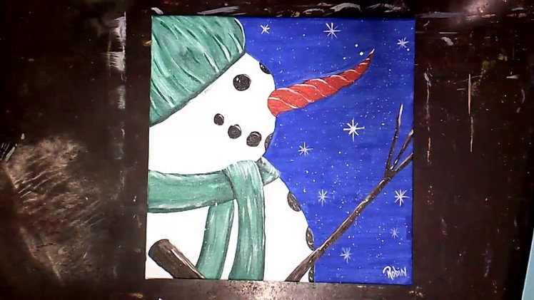 Winter Snowman Easy Acrylic Painting Free lesson