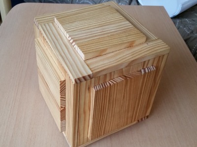 Wooden puzzle boxes with two secret compartments