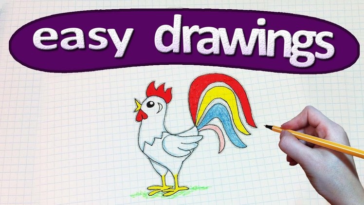 Easy drawings #239  How to draw a chicken.  a symbol of 2017
